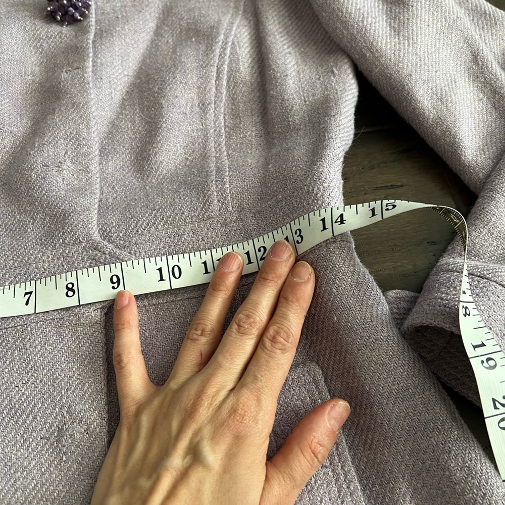 Carolina Herrera coat dress Sz 34 Xs Lavender With Crystals Vtg Raw Silk - Picture 9 of 12